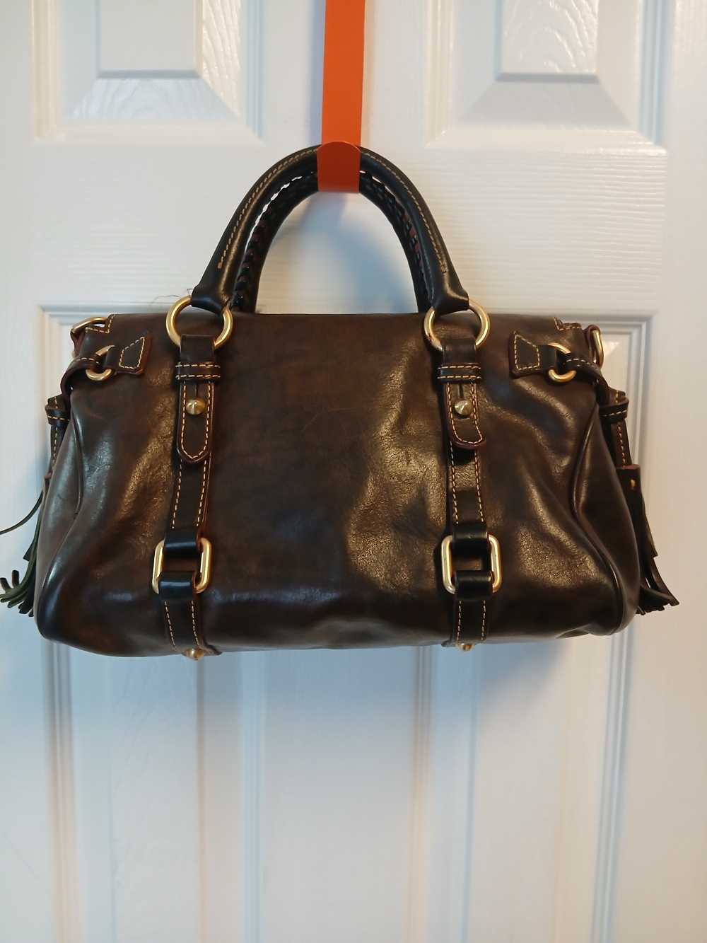 Dooney & Bourke Dark Brown Leather Satchel - Classic Bag - Picture 4 of 11